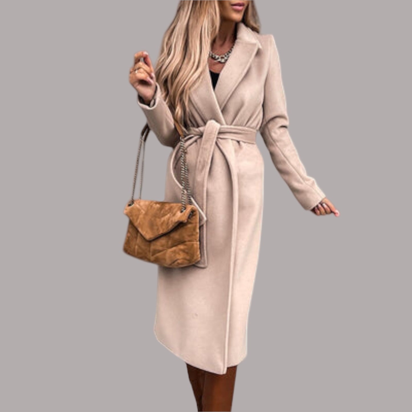 Lisa - Palton elegant cu curea de legat