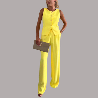 Aurelia - Top fără mâneci și ansamblu de pantaloni elegante