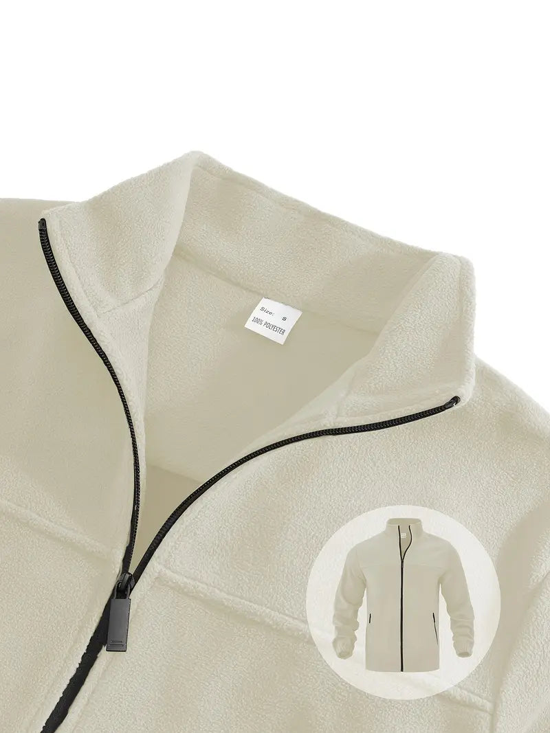 Ron - Jachetă Casual Din Fleece Cu Fermoar și Buzunar