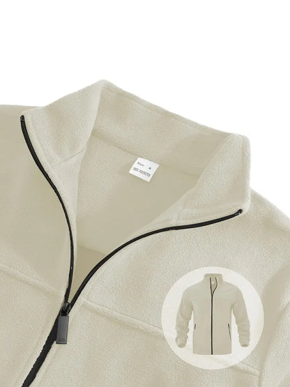 Ron - Jachetă Casual Din Fleece Cu Fermoar și Buzunar