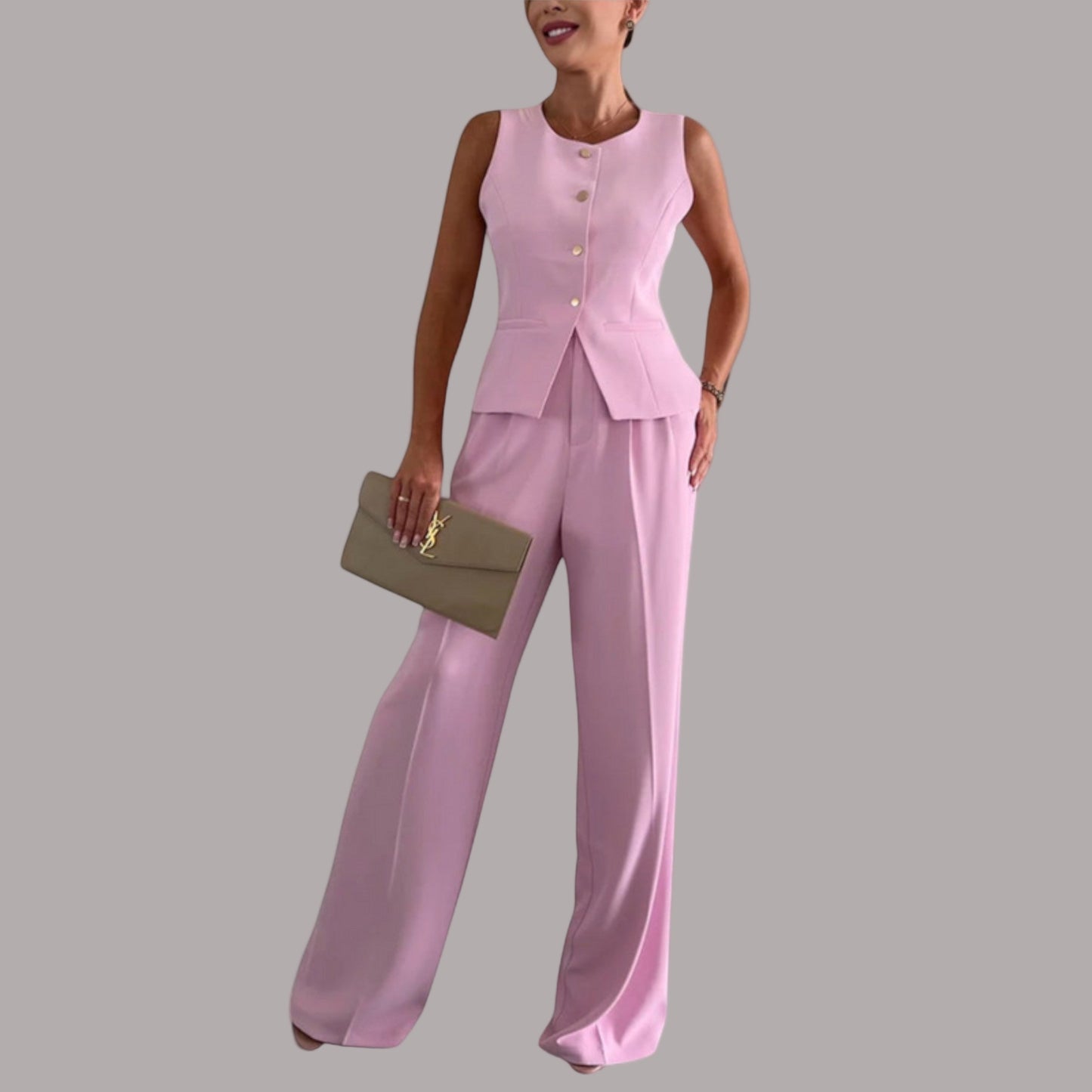 Aurelia - Top fără mâneci și ansamblu de pantaloni elegante