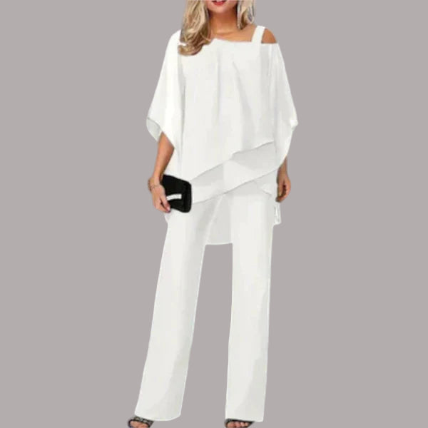 Claudia - Set lejer din pantaloni cu sifon, pentru apariții elegante