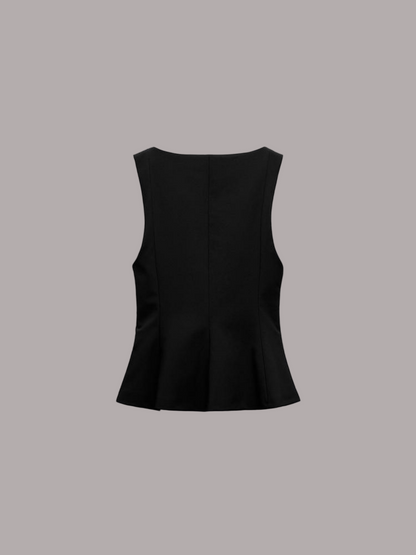 Valentina - Top peplum fără mâneci cu guler pătrat