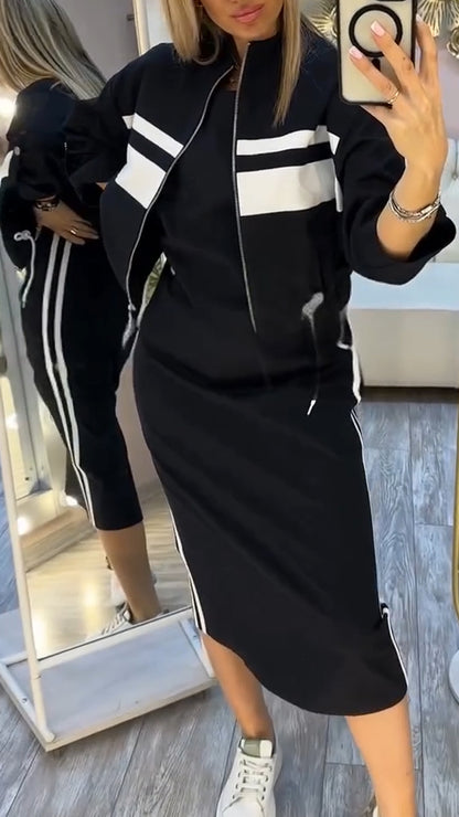 Daria - Rochie cu decolteu rotund și sacou chic
