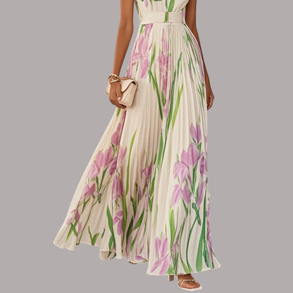 Tessa - Rochie Elegantă Fără Mâneci, Cu Imprimeu Floral