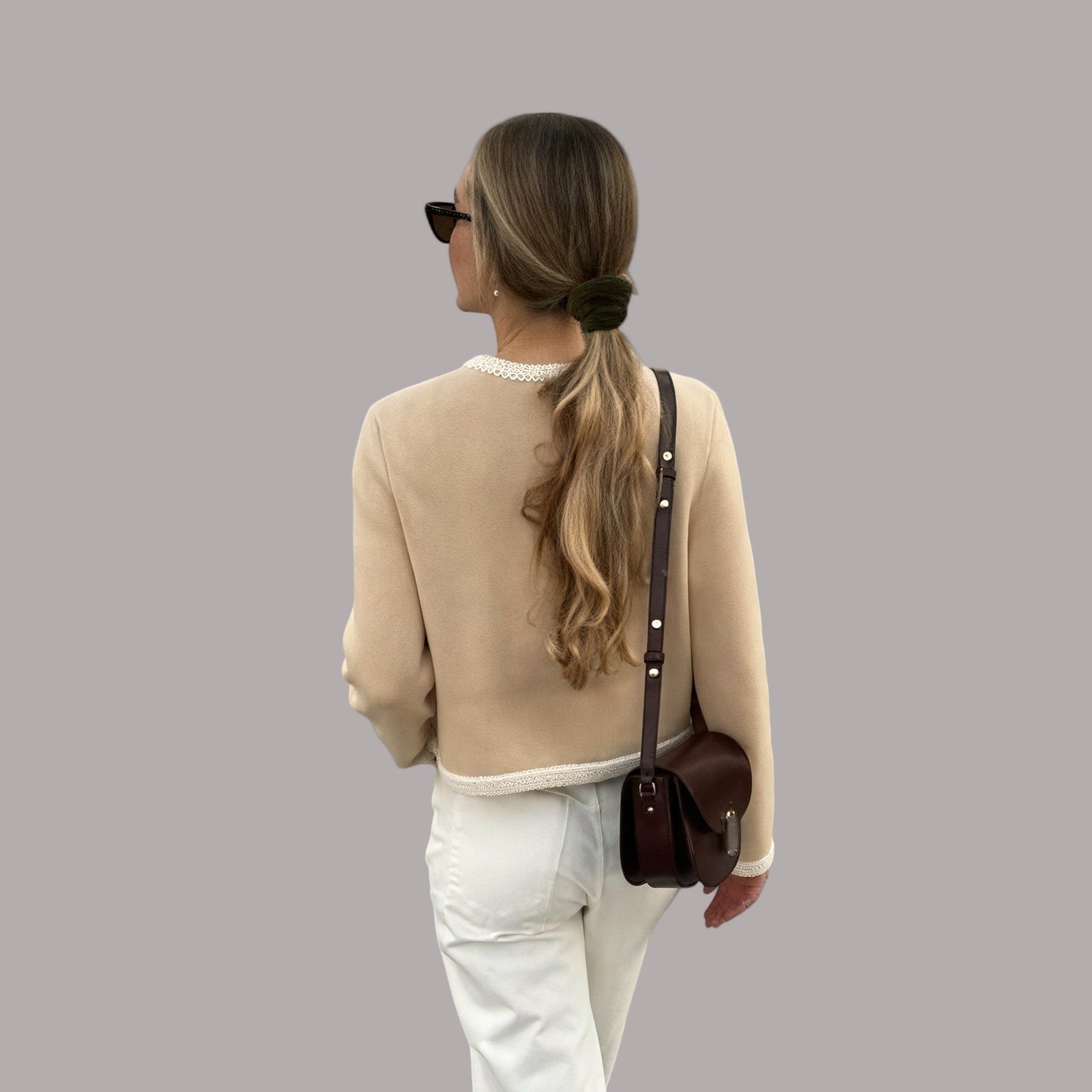 Mihaela - Cardigan clasic cu buzunare în zebră