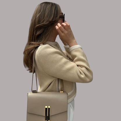 Mihaela - Cardigan clasic cu buzunare în zebră