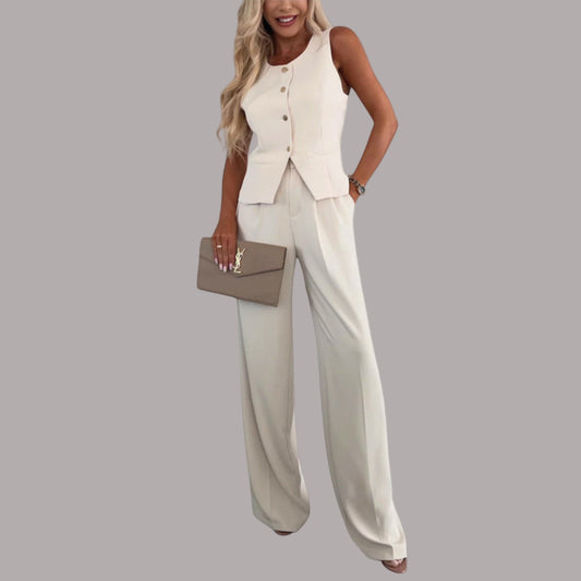 Aurelia - Top fără mâneci și ansamblu de pantaloni elegante