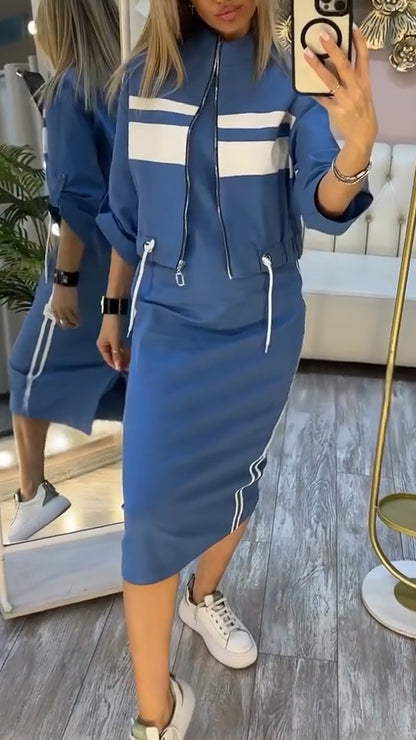 Daria - Rochie cu decolteu rotund și sacou chic