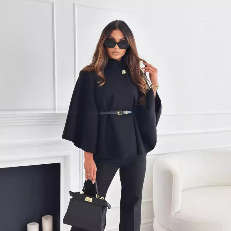 Roxana - Jachetă elegantă Poncho cu centură