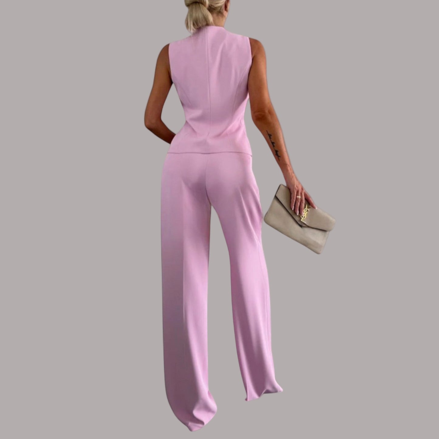 Aurelia - Top fără mâneci și ansamblu de pantaloni elegante