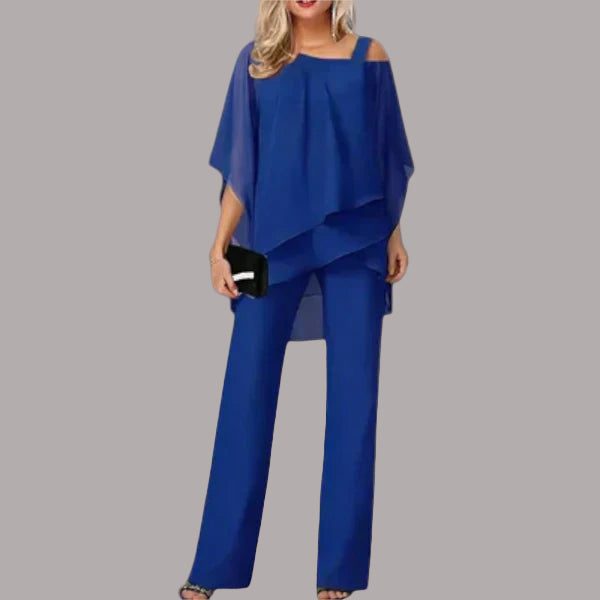 Claudia - Set lejer din pantaloni cu sifon, pentru apariții elegante