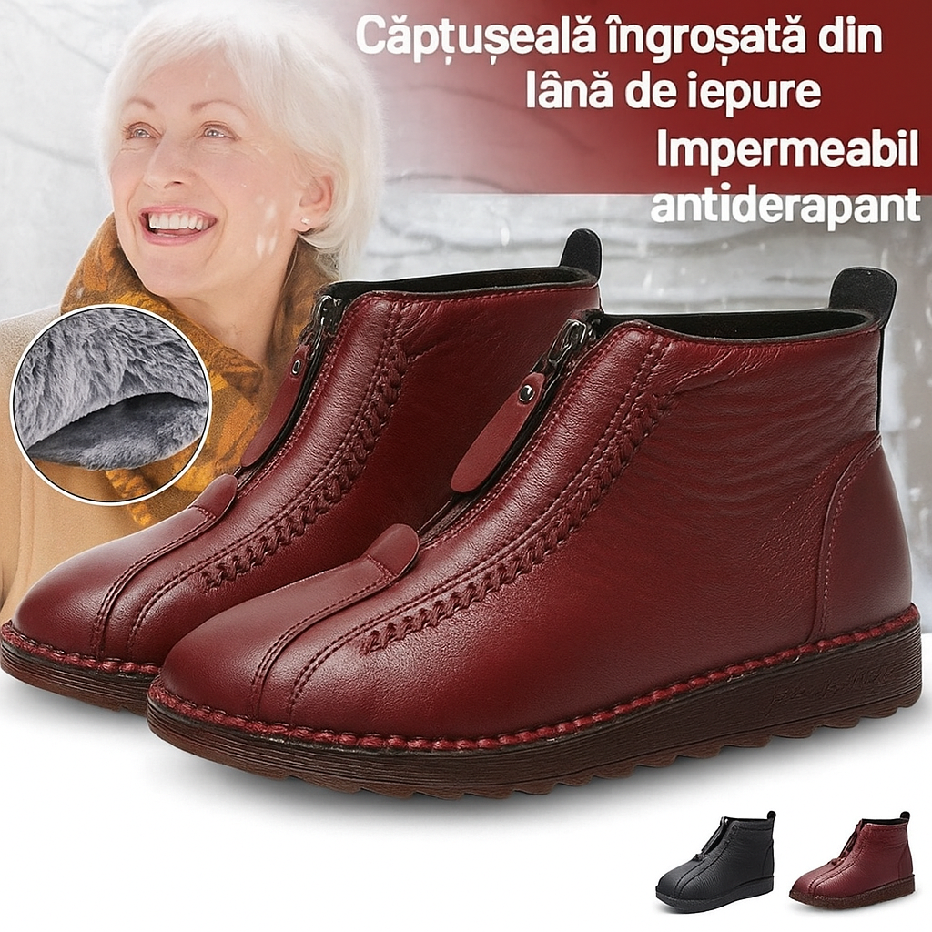 Anca - Botine damă din piele naturală, antiderapante