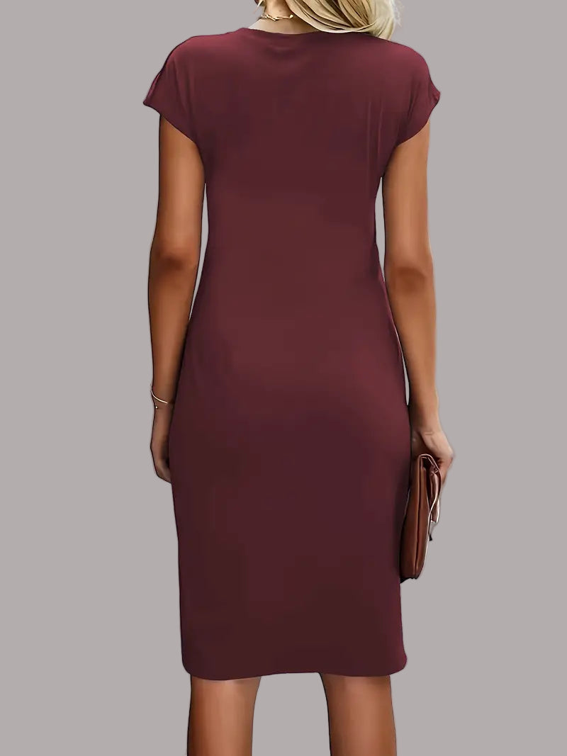 Quinn - Rochie Elegantă Cu Guler Rotund