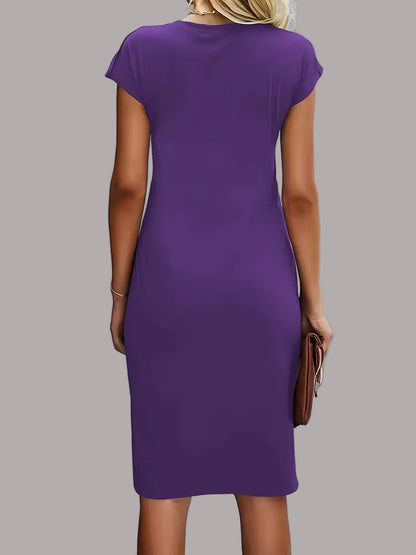 Quinn - Rochie Elegantă Cu Guler Rotund