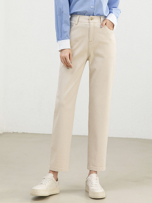 Fem - Pantaloni Casual Cu Talie Înaltă