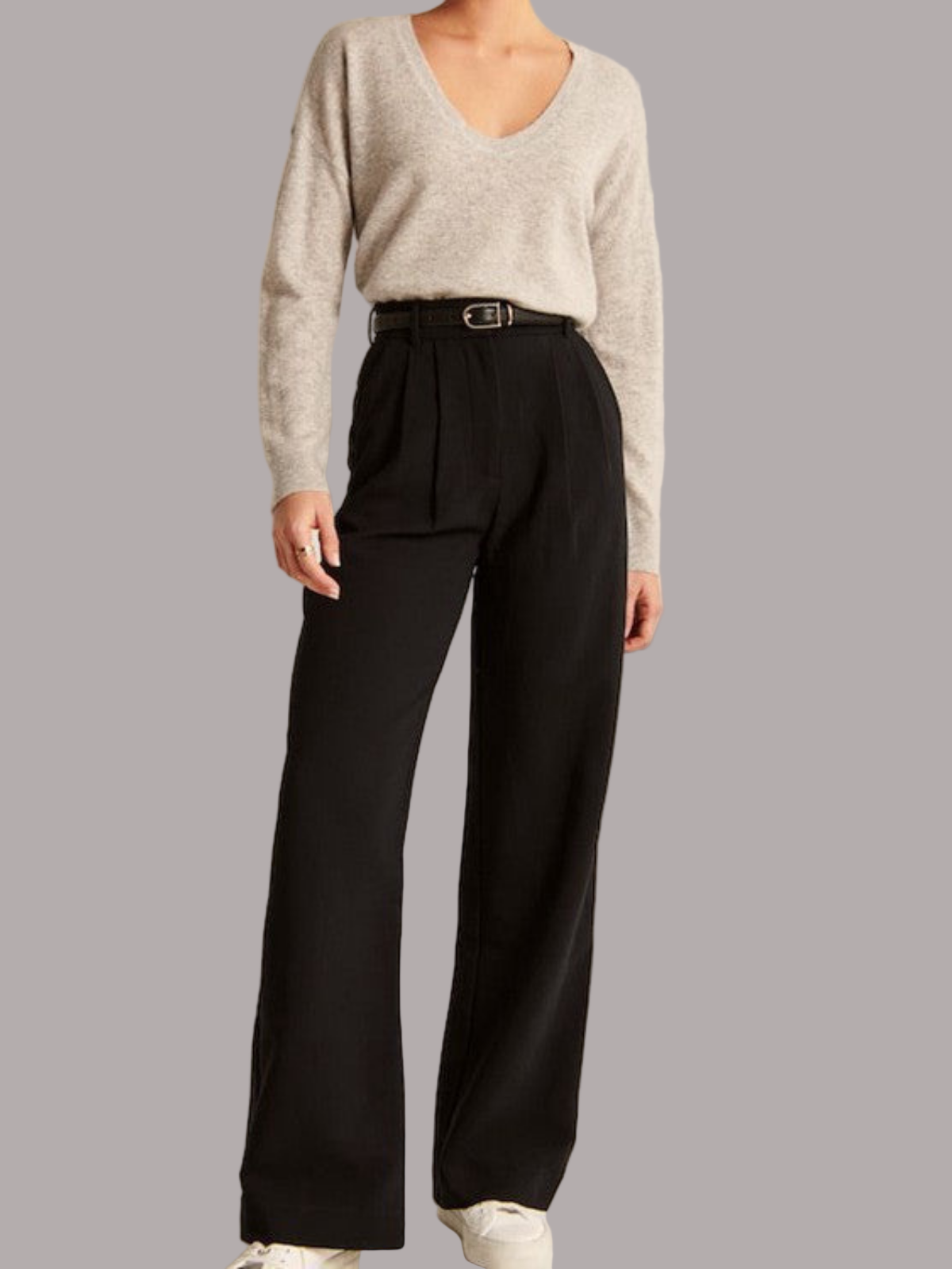 Chrissie - Pantaloni Casual Cu Talie Înaltă și Croi Larg