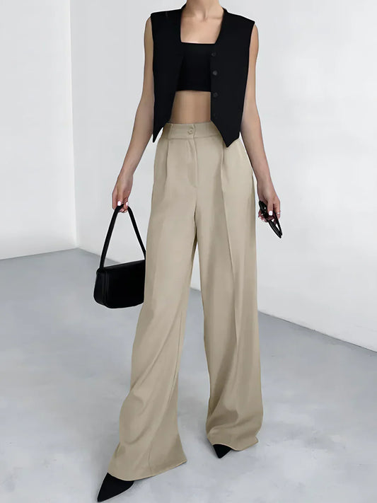 Pam - Pantaloni Largi cu Buzunare Casual