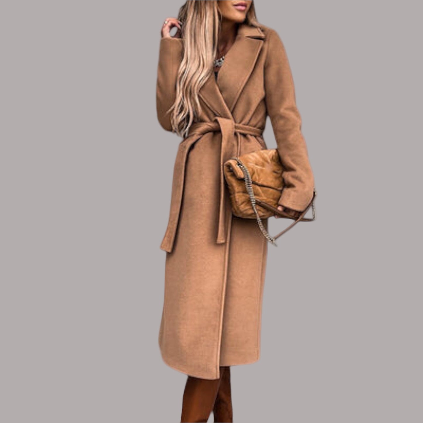 Lisa - Palton elegant cu curea de legat