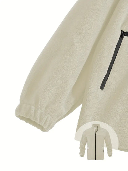 Ron - Jachetă Casual Din Fleece Cu Fermoar și Buzunar