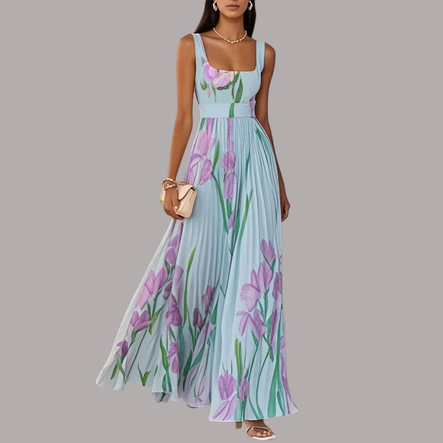 Tessa - Rochie Elegantă Fără Mâneci, Cu Imprimeu Floral