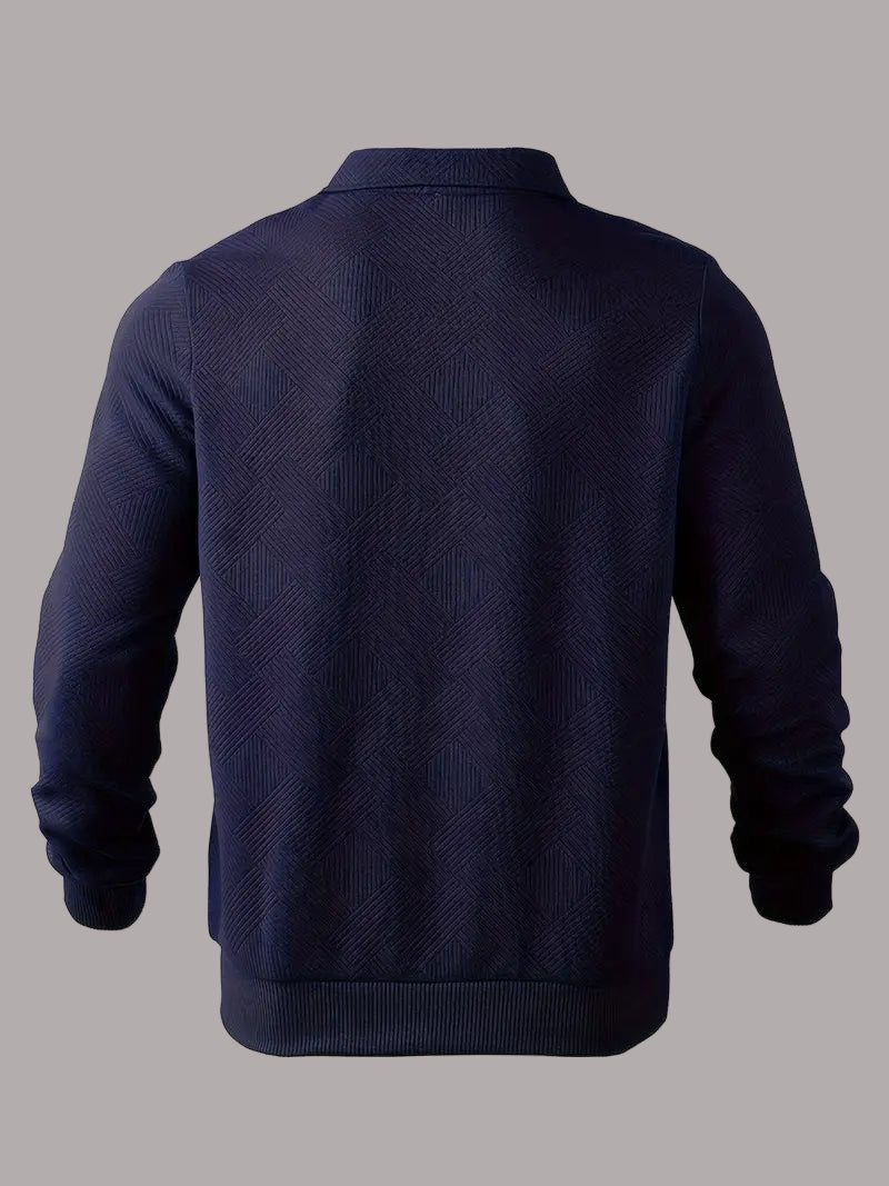Rick - Hanorac Vintage cu Fermoar și Proiectare Geometrică