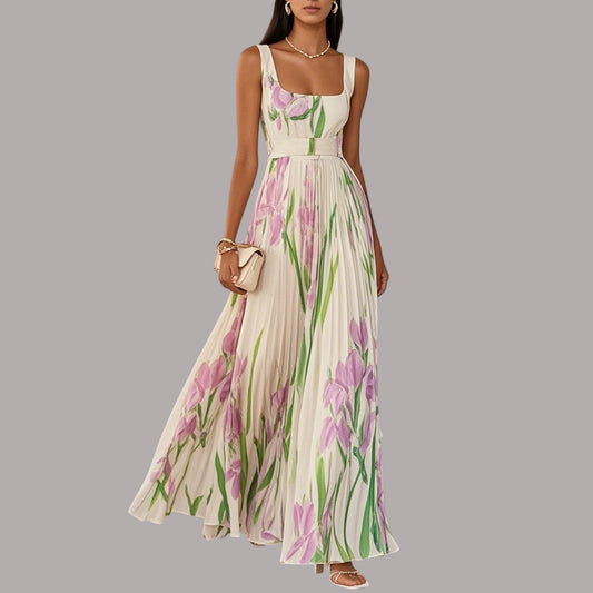 Tessa - Rochie Elegantă Fără Mâneci, Cu Imprimeu Floral