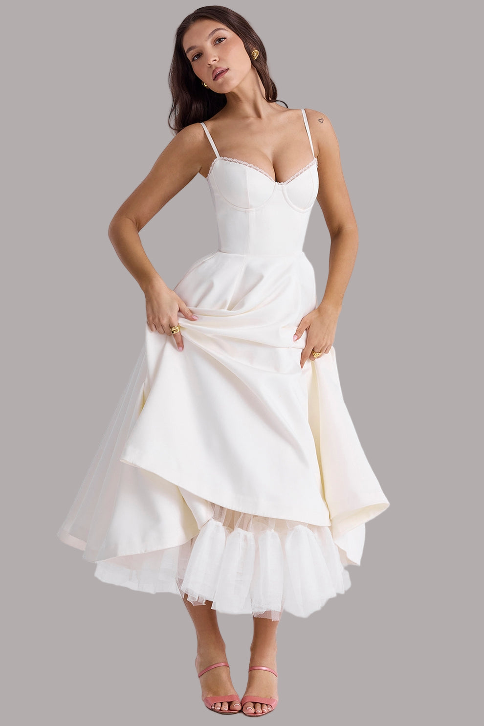 Tina - Rochie Midi Din Tul La Modă