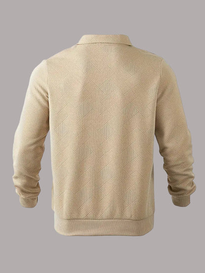 Rick - Hanorac Vintage cu Fermoar și Proiectare Geometrică