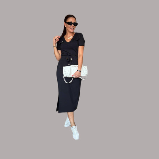 Crina - Top elegant cu decolteu în V și fustă Danielle