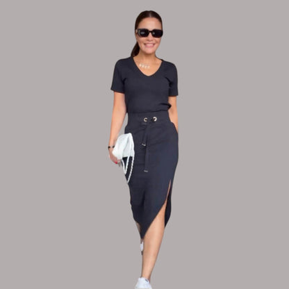 Crina - Top elegant cu decolteu în V și fustă Danielle