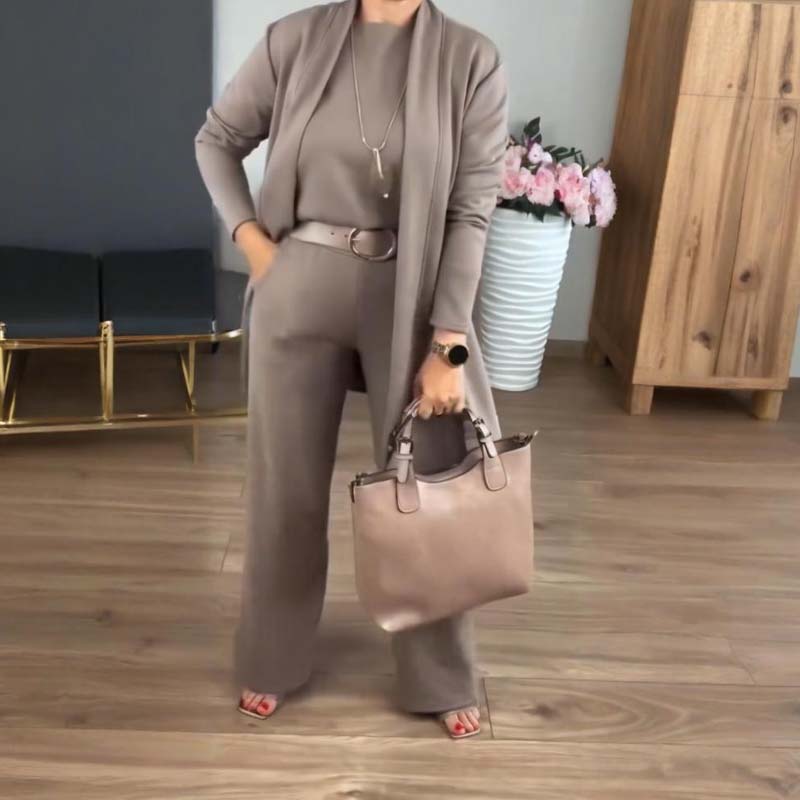 Gabi | Set 3 piese cu cardigan lung – confort, eleganță și stil versatil
