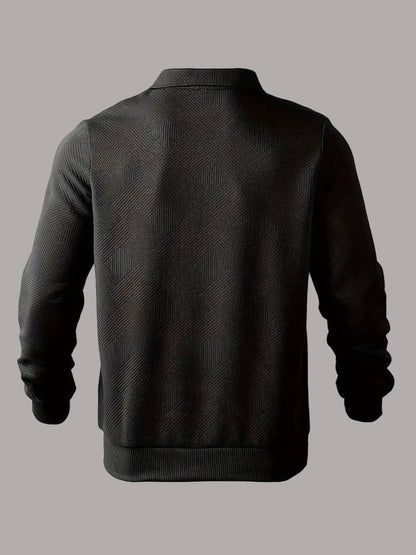 Rick - Hanorac Vintage cu Fermoar și Proiectare Geometrică